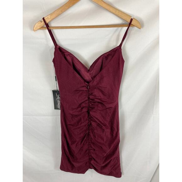 NWT La Femme Ruched Mini Dress in Dark Berry size 2 - Picture 5 of 7